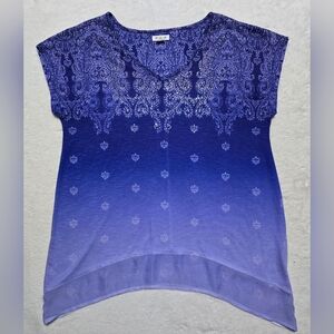 Westport Top Size S Small Purple Lace Bottom Shirt Blouse With Rhinestone Gems